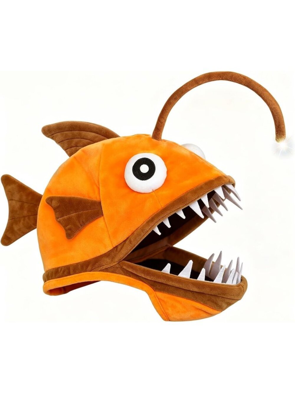 🎃Women's Orange Fish Costume Hat for Adult Angler Fish Light up Costume Hat